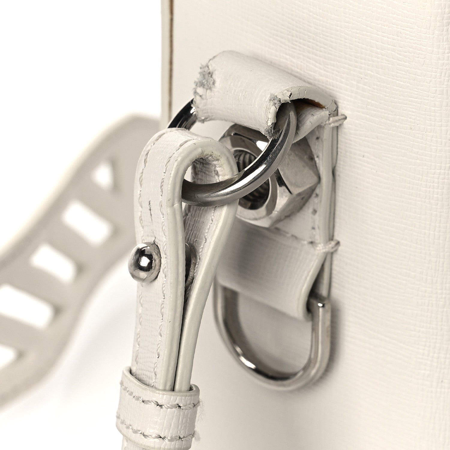 Off-White Saffiano Striped Mini Diag Binder Clip Bag White Black 11 of 11