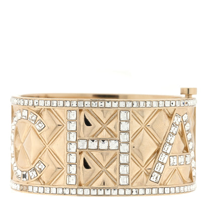 Chanel Crystal Logo Cuff Bracelet Gold Gold 1 of 4