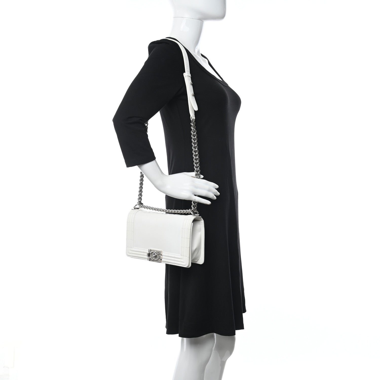 Chanel Glazed Calfskin Medium Boy Flap White 2 of 12