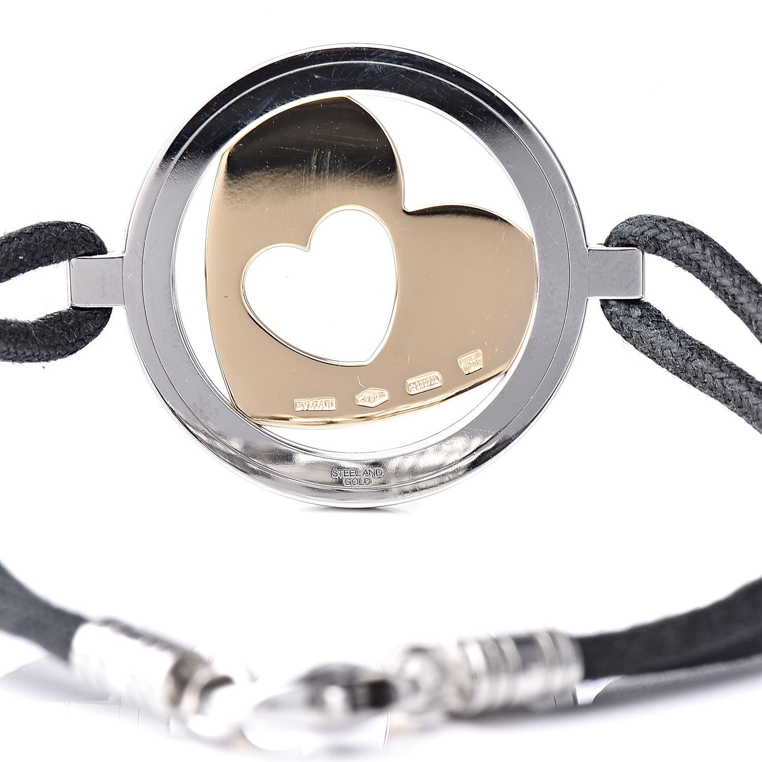 Bulgari Stainless Steel 18K Yellow Gold Tondo Heart Bracelet 5 of 5