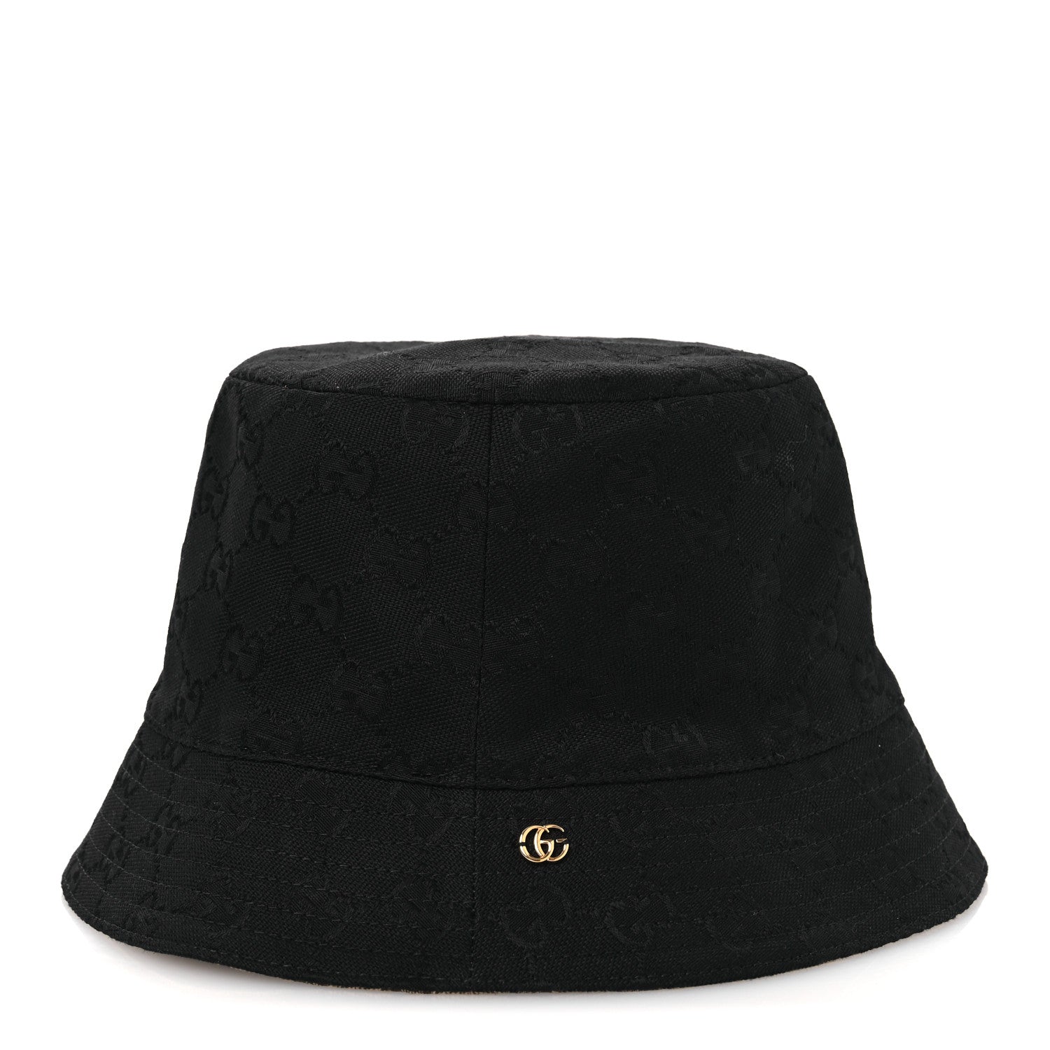 Gucci Canvas Monogram Reversible Bucket Hat L Black Beige 8 of 15