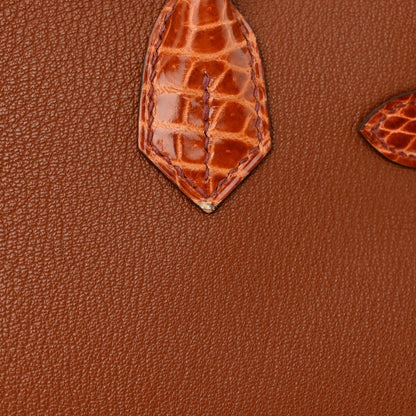 Hermes Chevre Mysore Shiny Niloticus Crocodile Birkin Touch 30 Noisette Etrusque 12 of 13
