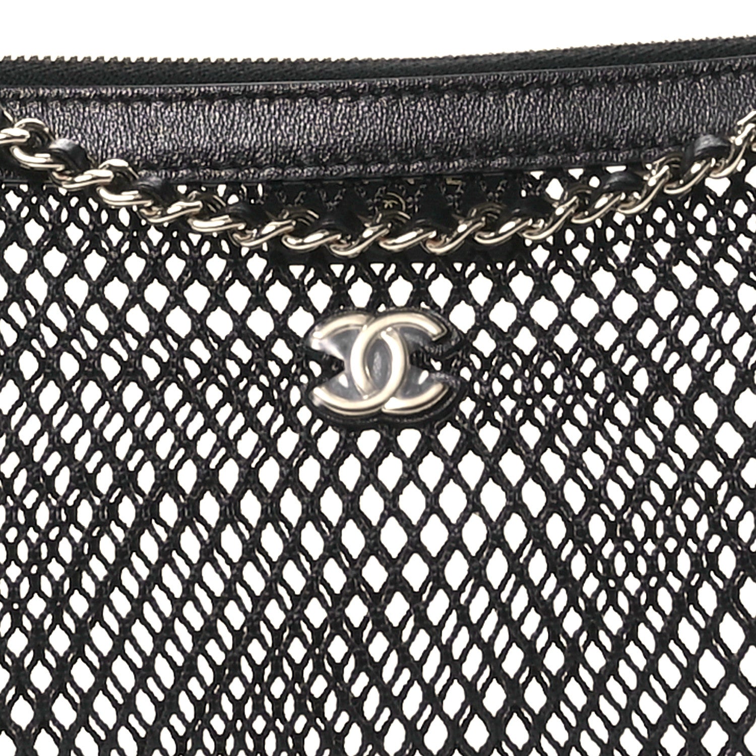 Chanel Mesh Shiny Lambskin Clutch With Chain  Black 9 of 11