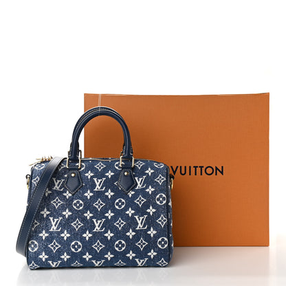 Louis Vuitton Monogram Jacquard Denim Speedy Bandouliere 25 Bleu 10 of 10