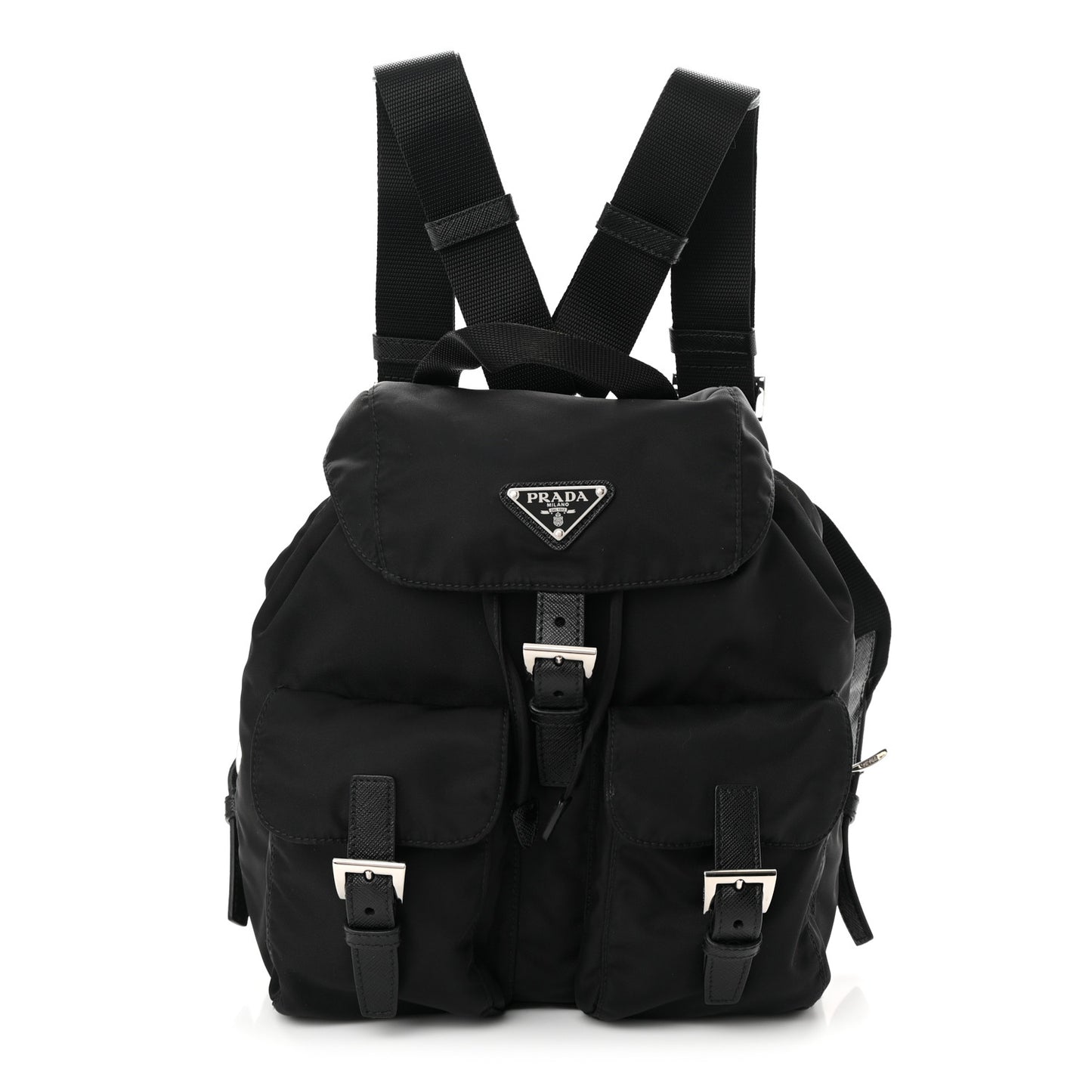 Tessuto Nylon Saffiano Small Backpack Black