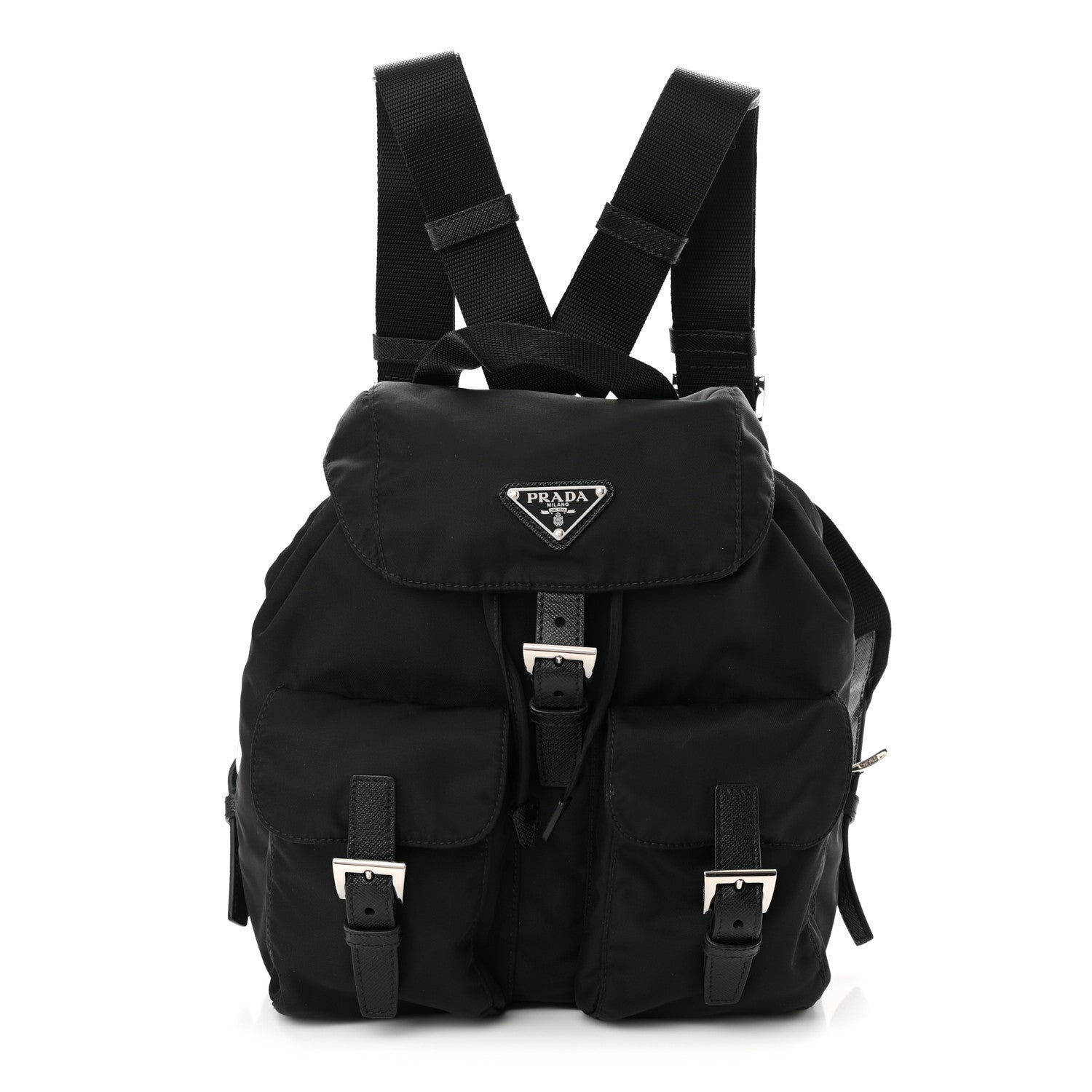 Prada Tessuto Nylon Saffiano Small Backpack Black 1 of 13