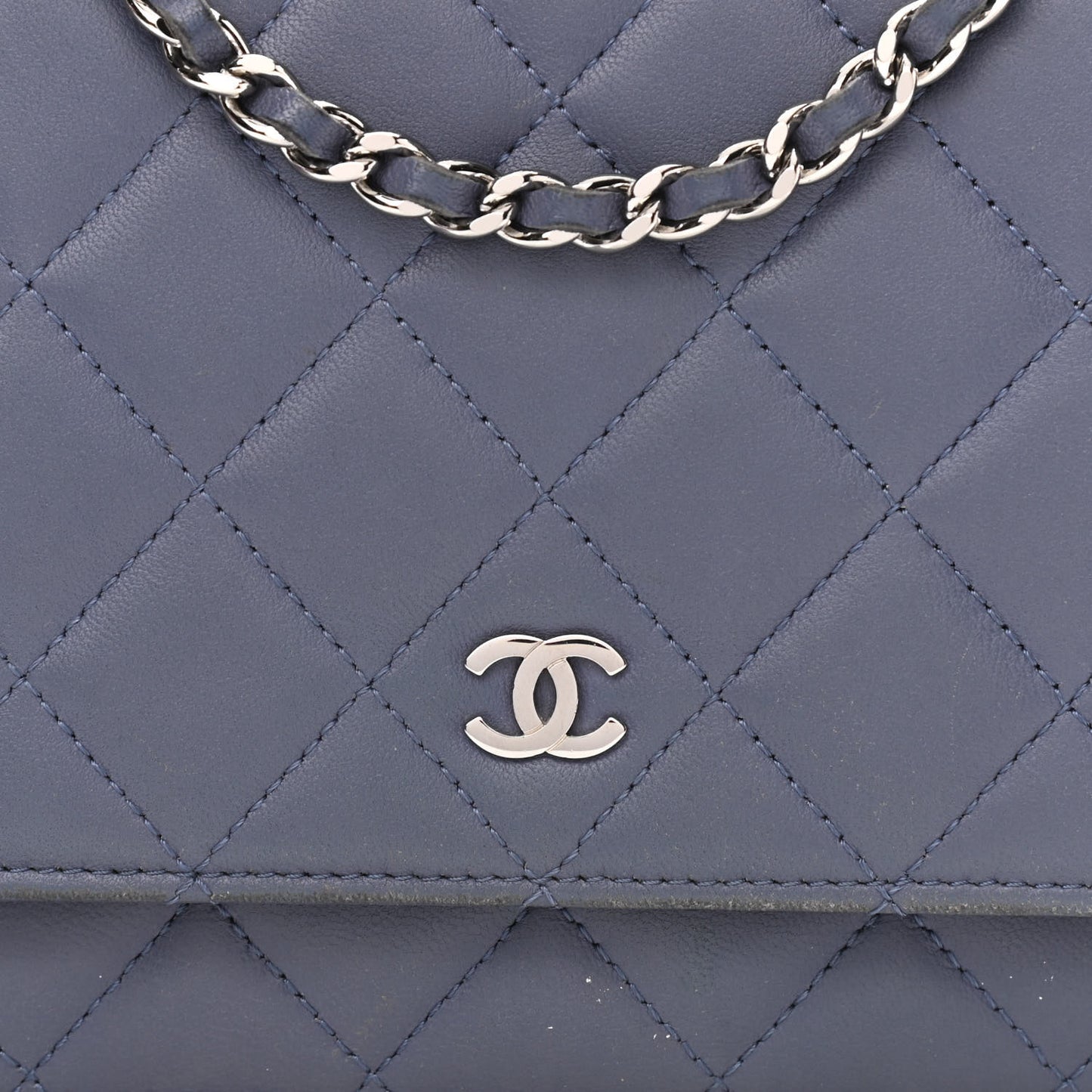 Lambskin Quilted Wallet On Chain WOC Lavender