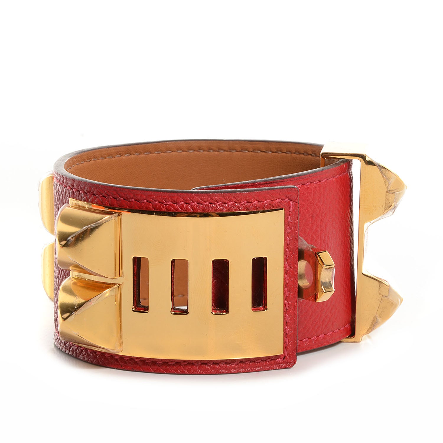 Hermes Epsom Collier de Chien CDC Bracelet Small Rouge Casaque 4 of 9
