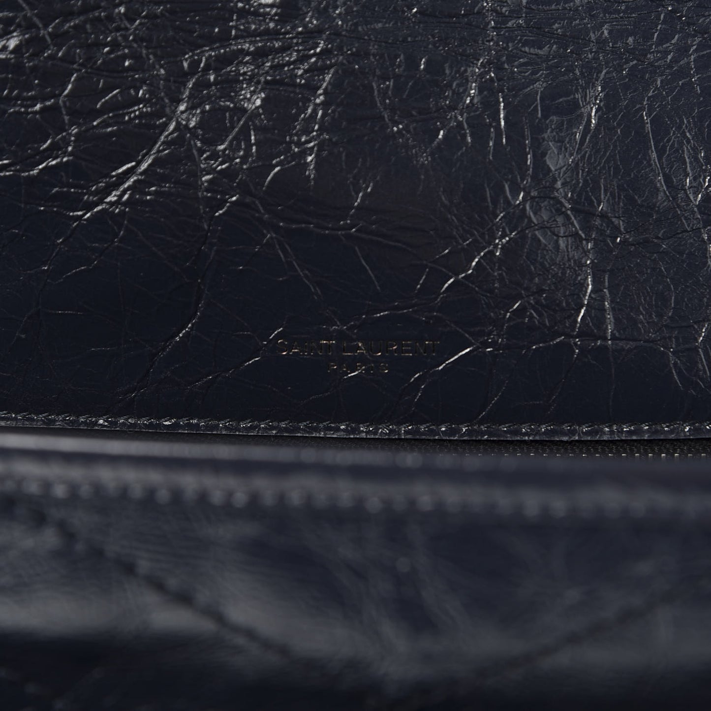 Crinkled Calfskin Matelasse Monogram Medium Niki Chain Satchel Deep Marine