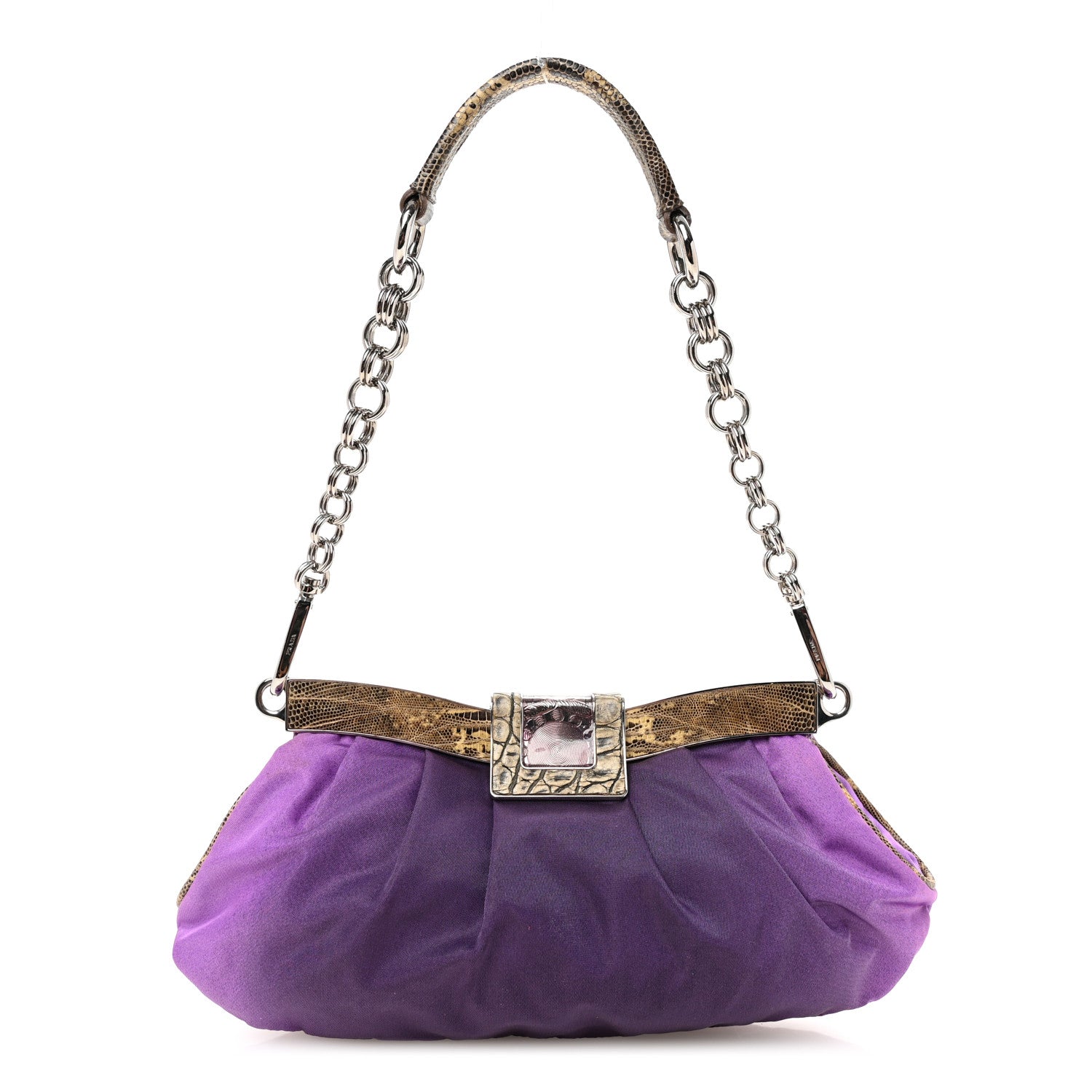 Prada Nylon Lizard Frame Clutch Bag Ombre Purple 1 of 10