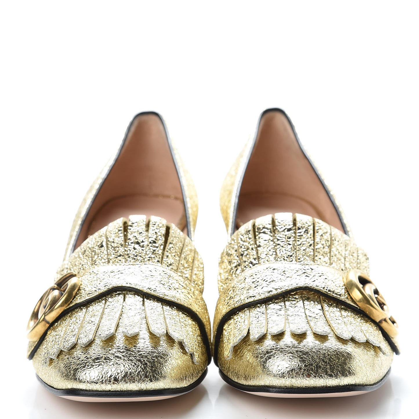 Galassia GG Marmont Fringe 50mm Loafer Pumps 38.5 Platino