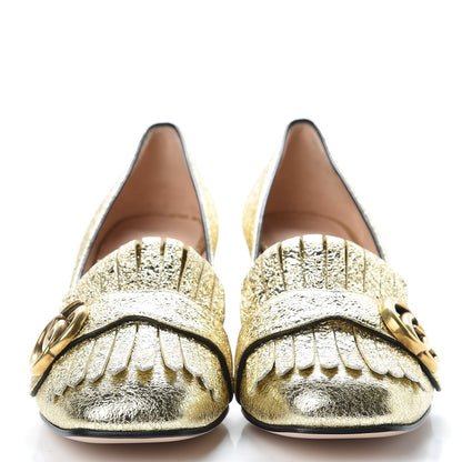 Gucci Galassia GG Marmont Fringe 50mm Loafer Pumps 38.5 Platino 2 of 8