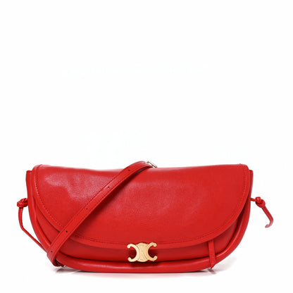 Celine Shiny Lambskin Soft Triomphe Little Half Moon Ultra Red 1 of 9