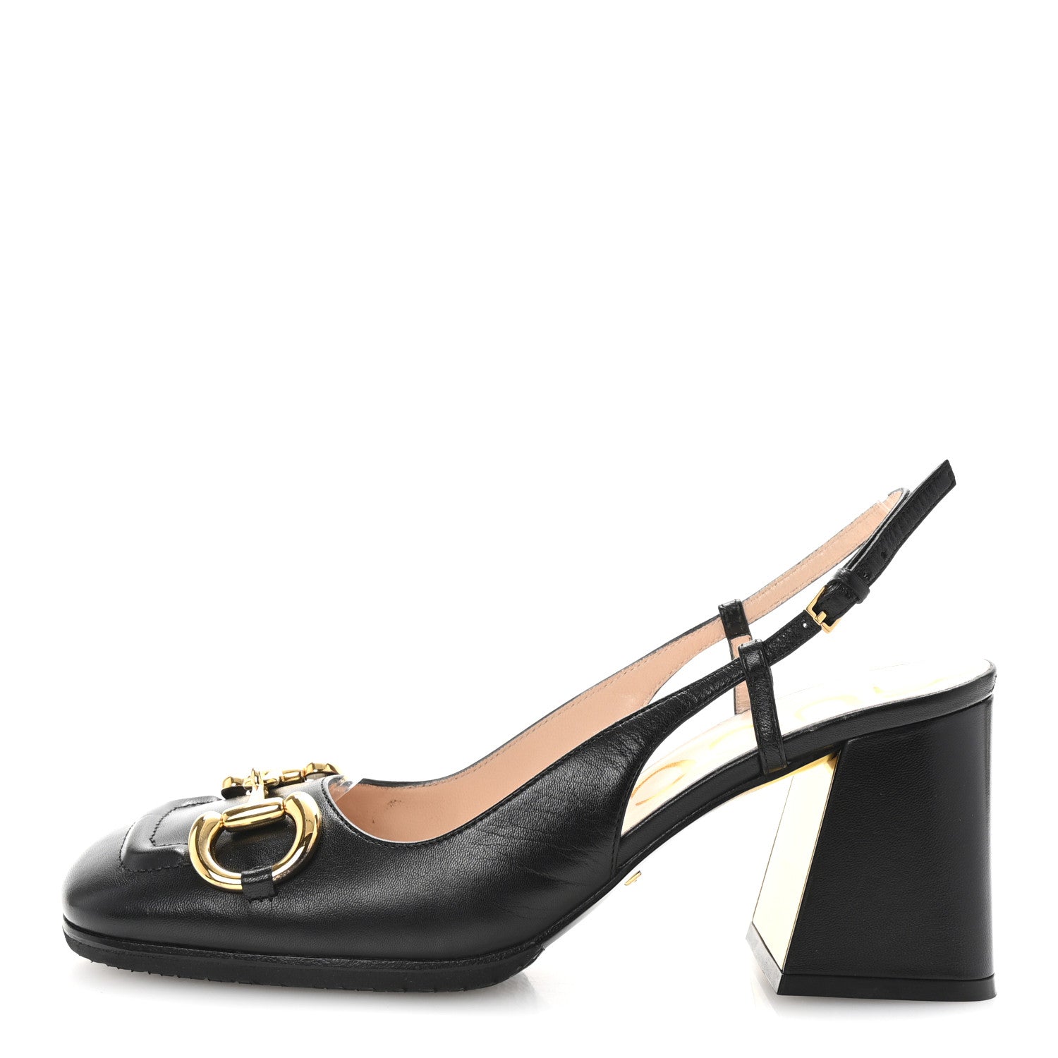 Gucci Malaga Kid Horsebit 75mm Slingback Pumps 37.5 Black 1 of 9