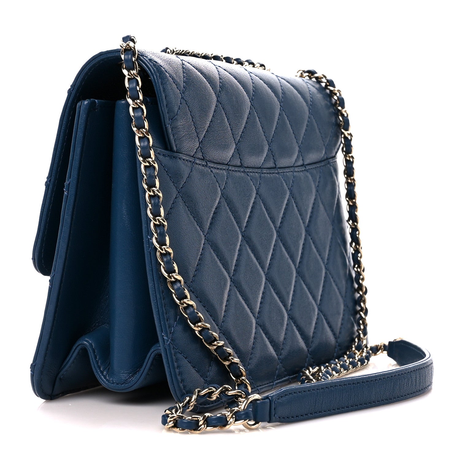 Chanel Sheepskin Quilted Beauty Lock Flap Blue 3 of 10