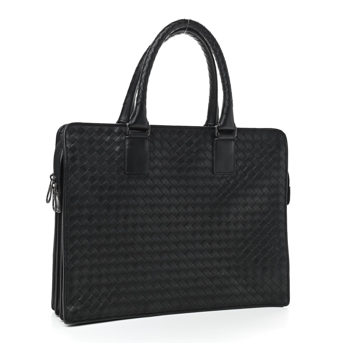 Calfskin Intrecciato Briefcase Black
