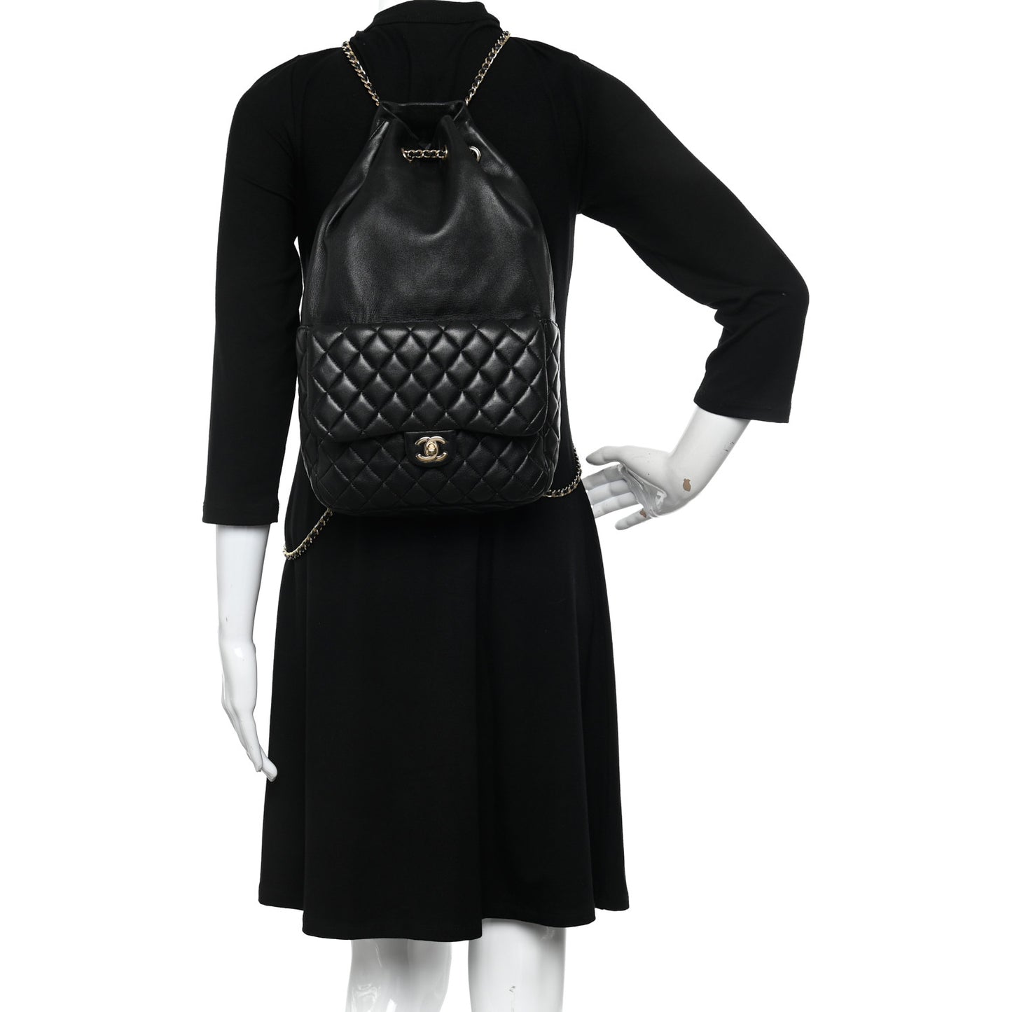 Lambskin Quilted Large In Seoul Backpack Black