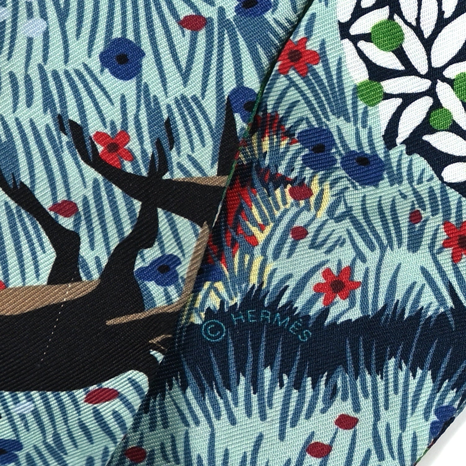 Hermes Silk Dans un Jardin Anglais Twilly Canard Vert Jaune 3 of 4