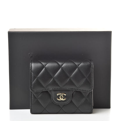 Chanel Lambskin Quilted Compact Flap Wallet Black 10 of 10