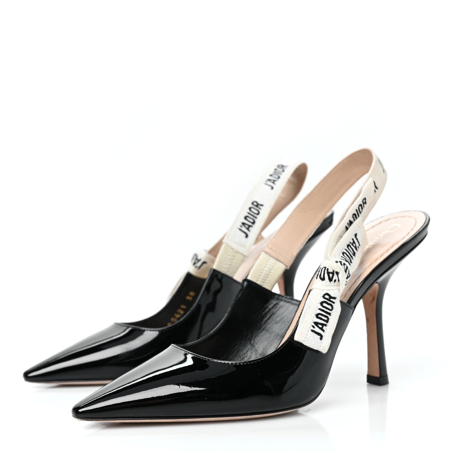 Patent Ribbon J'Adior Slingback 100mm Pumps 38 Black