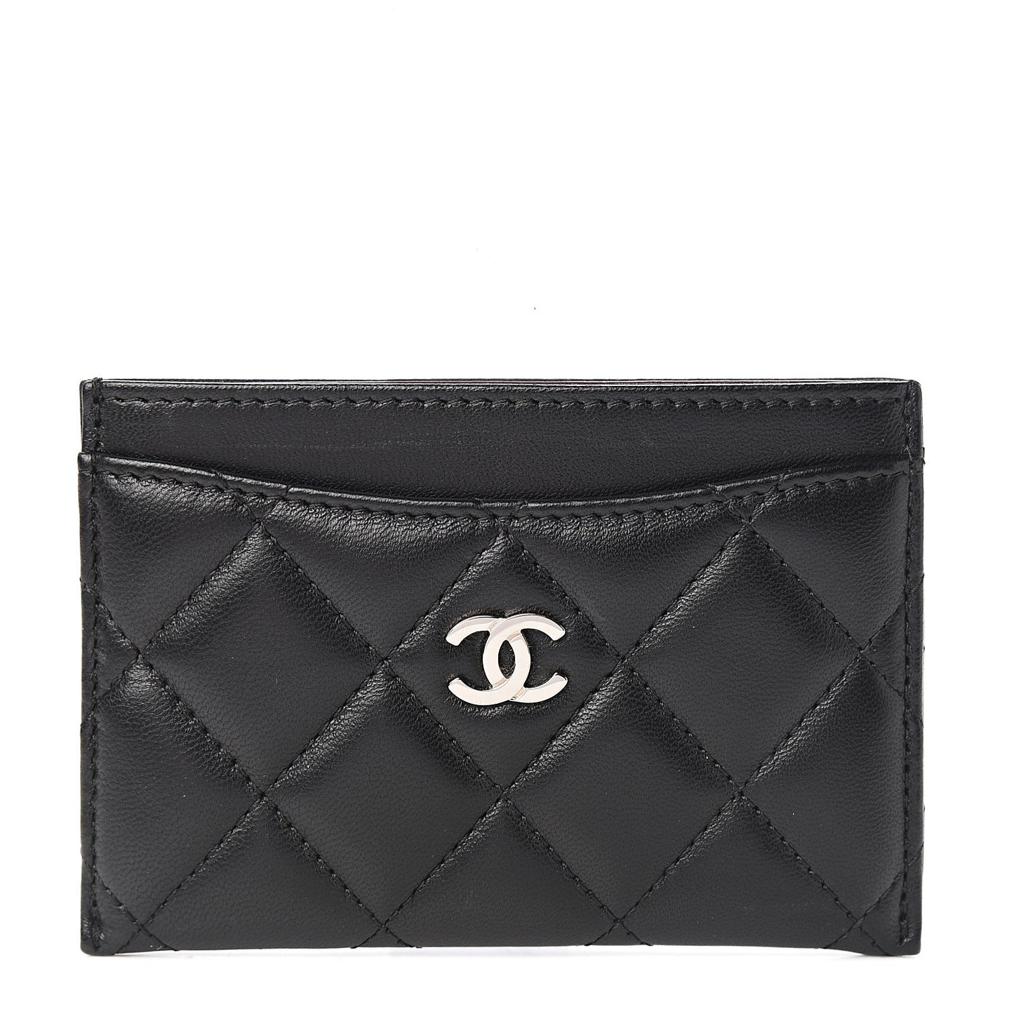 Lambskin Quilted Card Holder Black