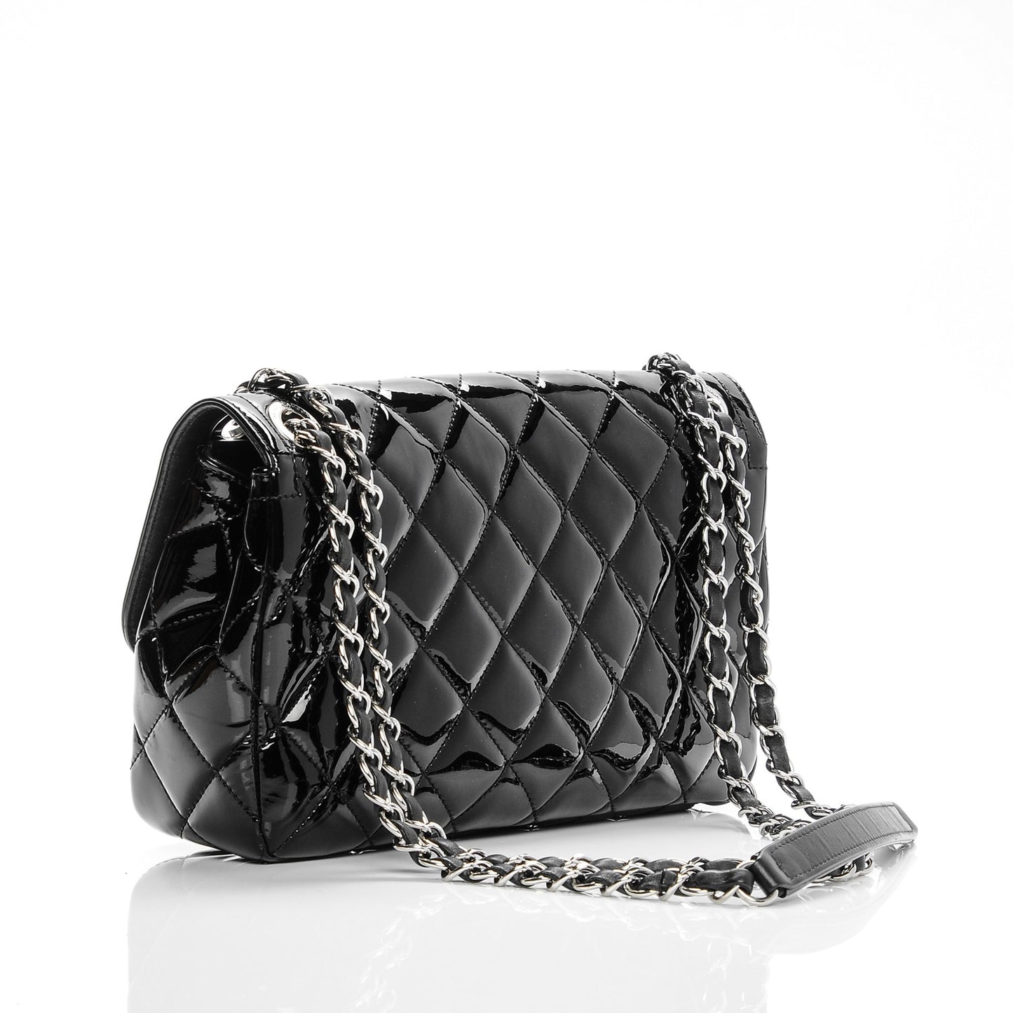 Patent Quilted Large Coco Shine Flap Black