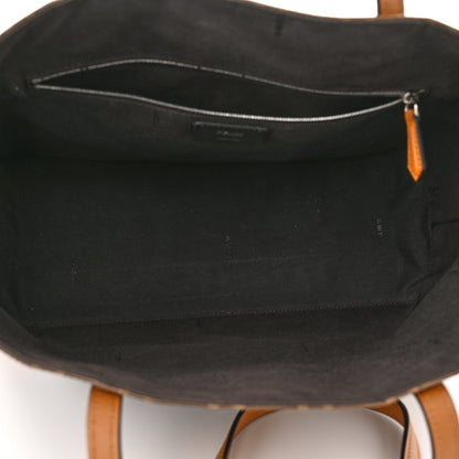 Fendi Glazed Fabric Vitello Century FF 1974 Stamp Patch Shopping Tote Mogano Panna Caramello 5 of 10