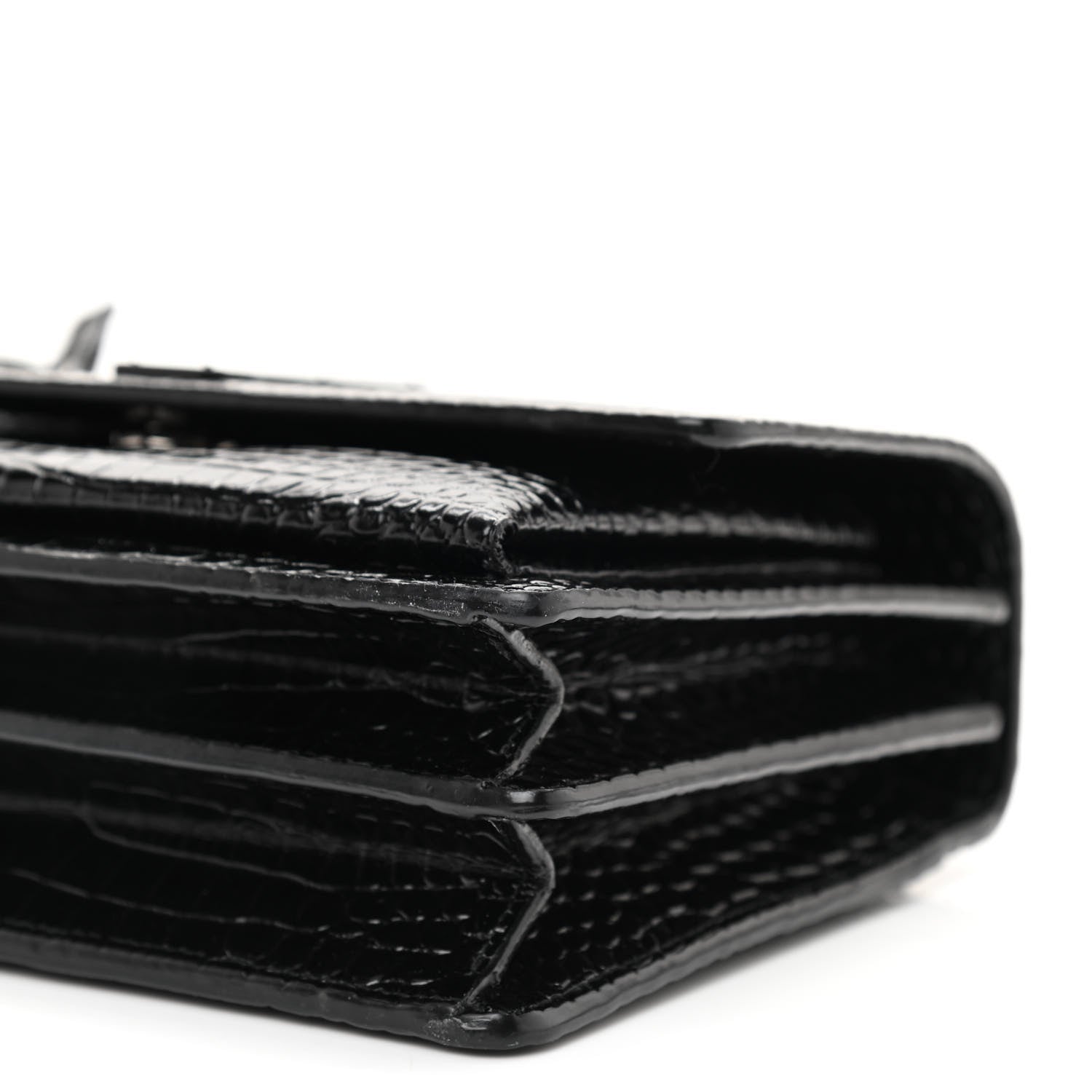 Saint Laurent Calfskin Crocodile Embossed Medium Monochrome Monogram Sunset Black 8 of 8
