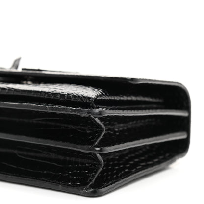 Saint Laurent Calfskin Crocodile Embossed Medium Monochrome Monogram Sunset Black 8 of 8