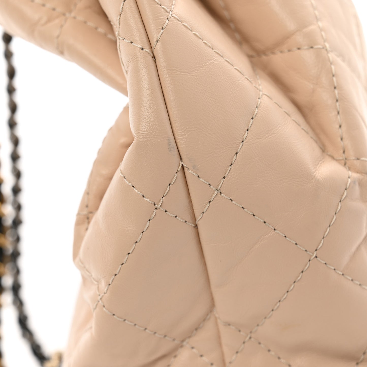 Aged Calfskin Quilted Small Gabrielle Backpack Beige Black