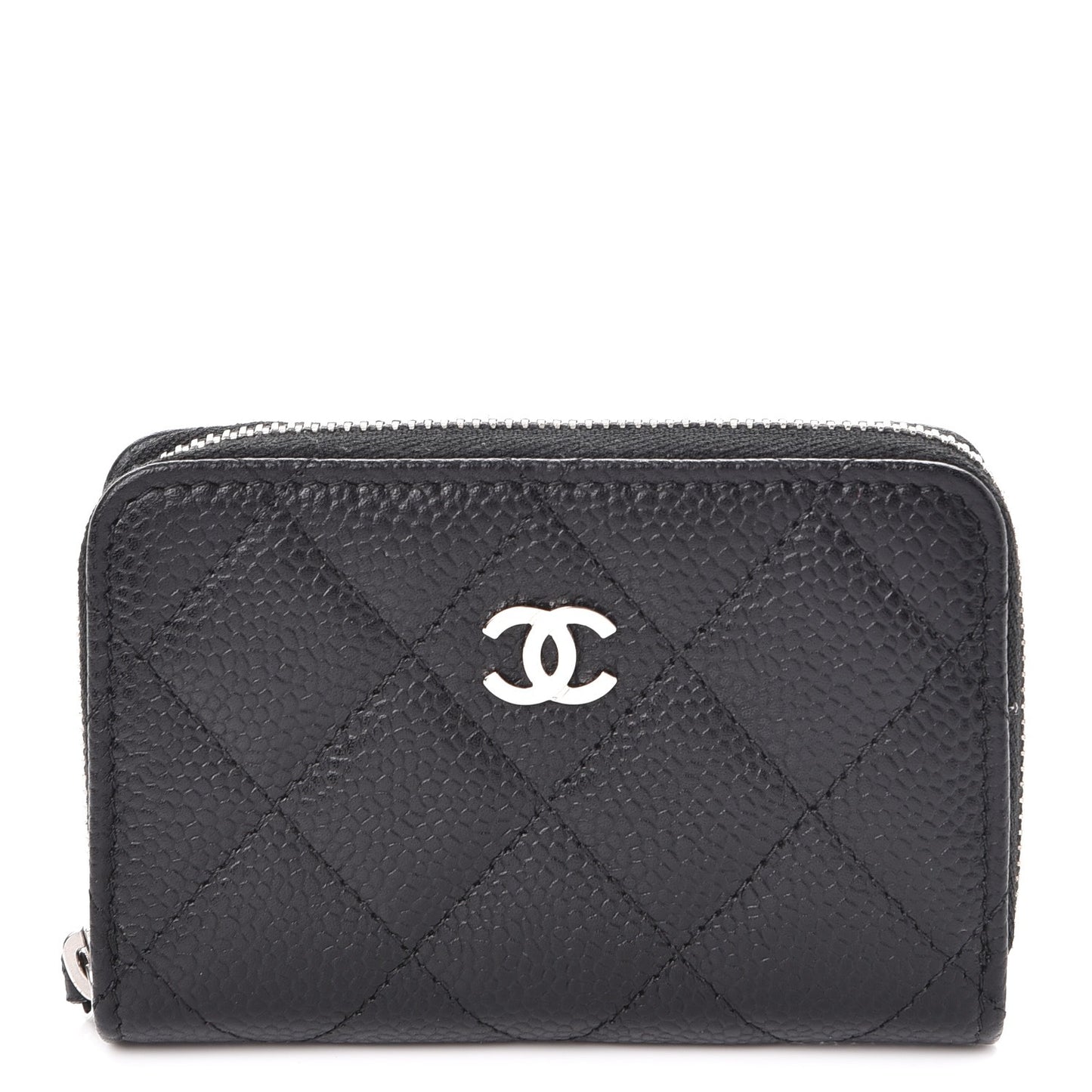 Caviar Quilted Zip Coin Purse Black