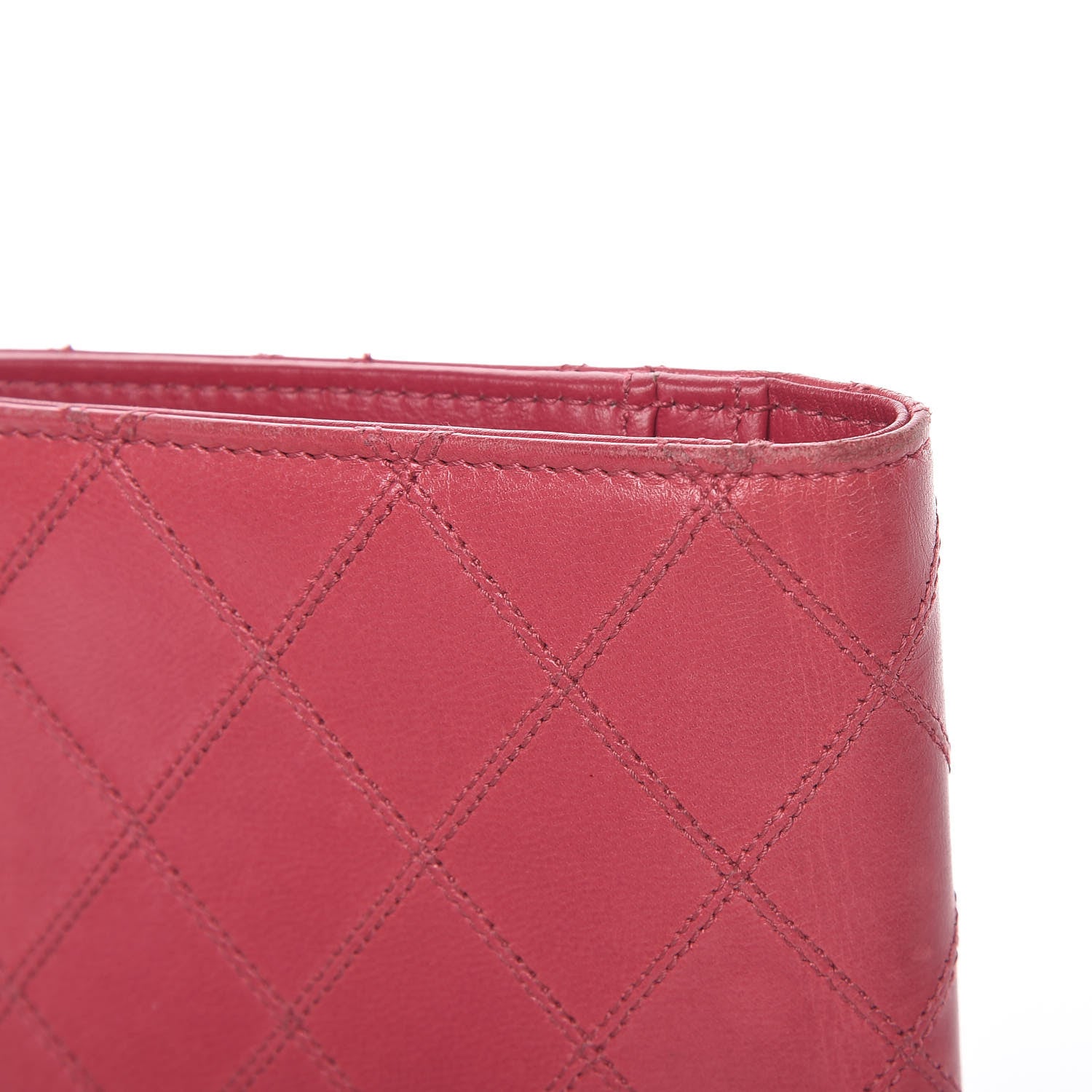 Chanel Lambskin Diamond Stitched Yen Wallet Fuchsia 12 of 17