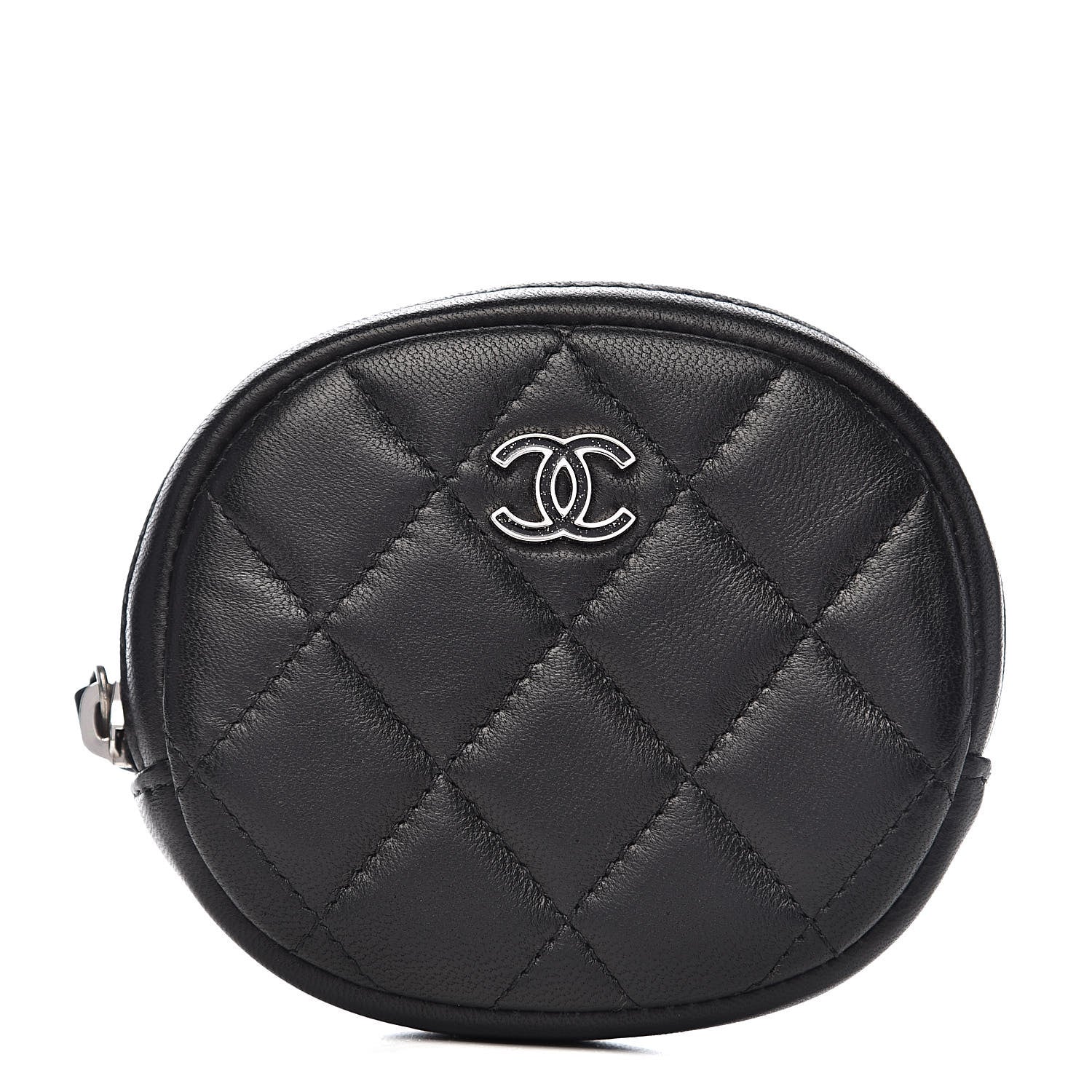 Chanel Lambskin Quilted Zip Around Classic Coin Purse Black 1 of 8