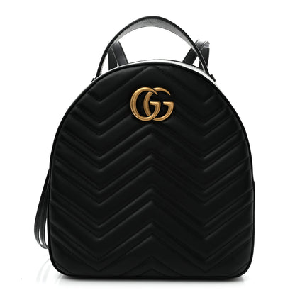 Gucci Calfskin Matelasse GG Marmont Dome Backpack Black 1 of 12