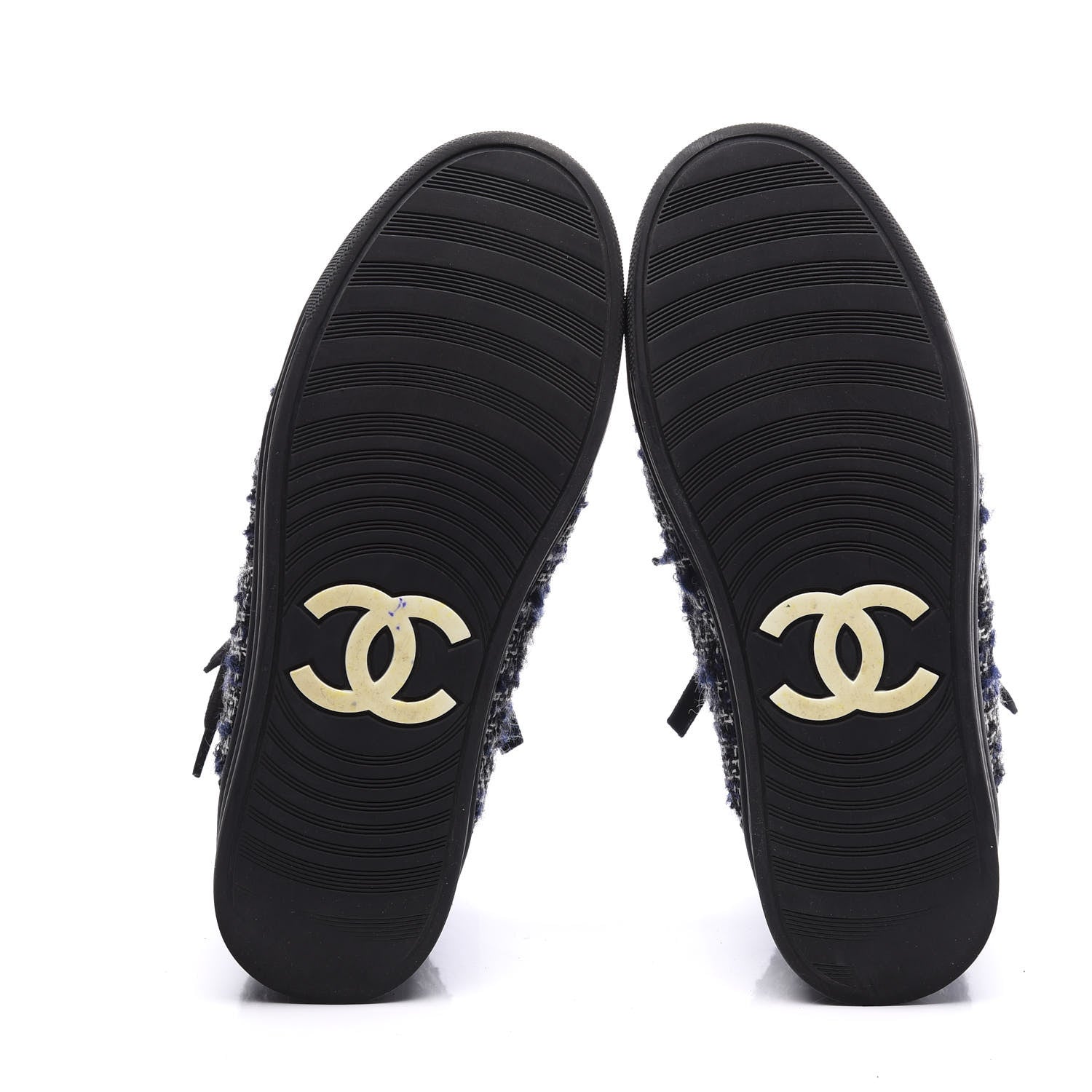 Chanel Tweed Suede High Top Sneakers 36.5 Dark Grey 7 of 10