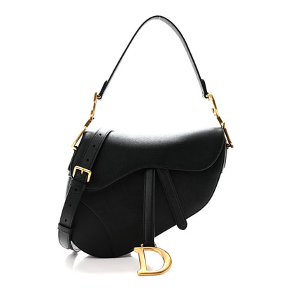 Christian Dior Grained Calfskin Saddle Bag With Strap Black 1 of 11