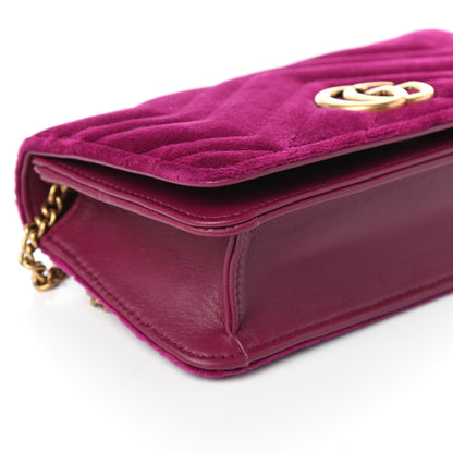 Gucci Velvet Matelasse GG Marmont Mini Bag Fuchsia Violet Cyclamen 7 of 9