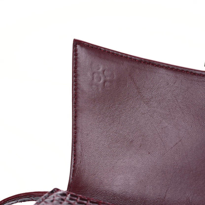 Balenciaga Shiny Calfskin Crocodile Embossed Small Hourglass Top Handle Bag Dark Red 12 of 13