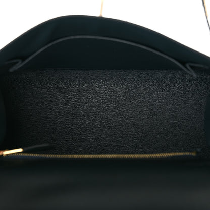 Hermes Madame Calfskin Shiny Niloticus Crocodile Kelly Sellier Touch 25 Vert Rousseau 5 of 11
