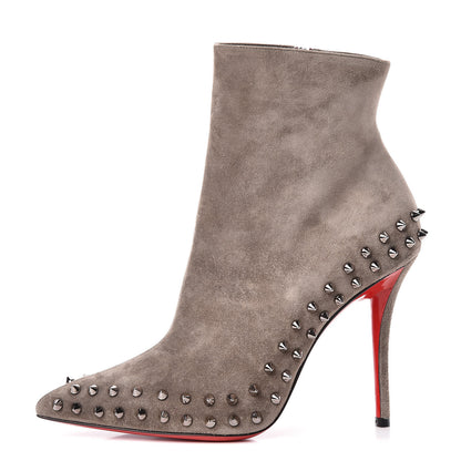 Christian Louboutin Veau Velours Willetta 100 Ankle Boots 38.5 Cendre Gun 1 of 10