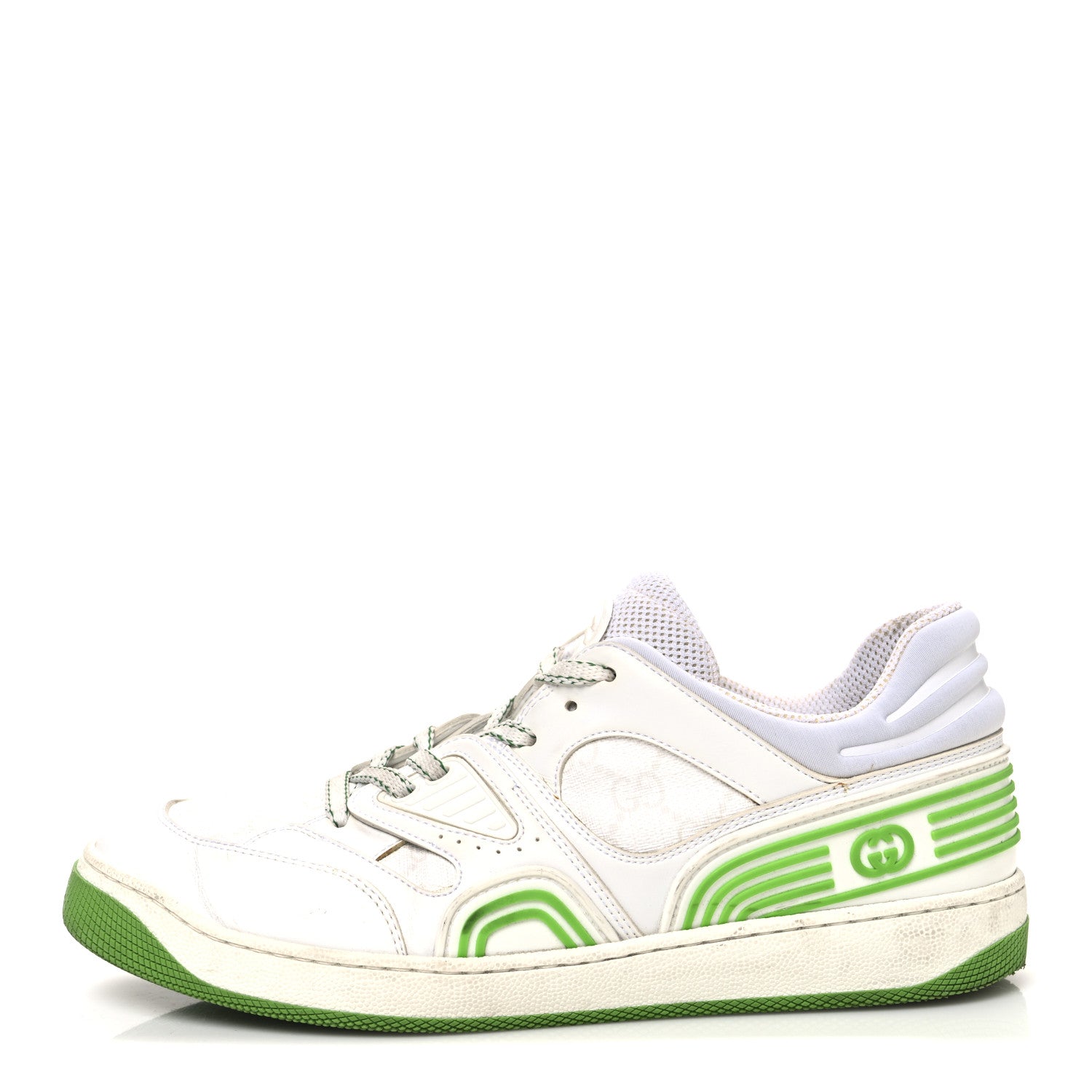 Gucci Demetra GG Supreme Monogram Womens Basket Low Top Sneakers 38.5 Great White Green 1 of 10