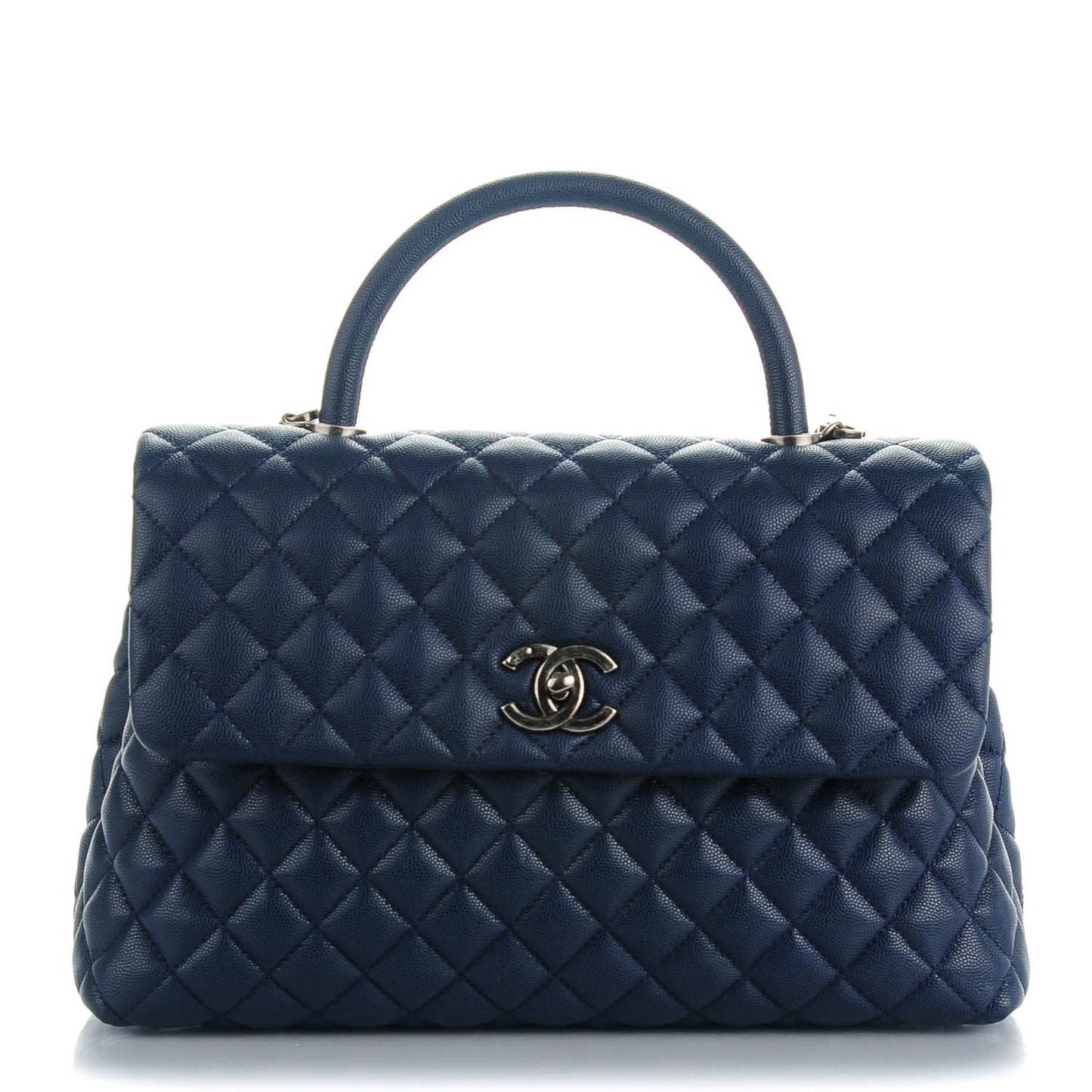 Caviar Quilted Medium Coco Handle Flap Navy