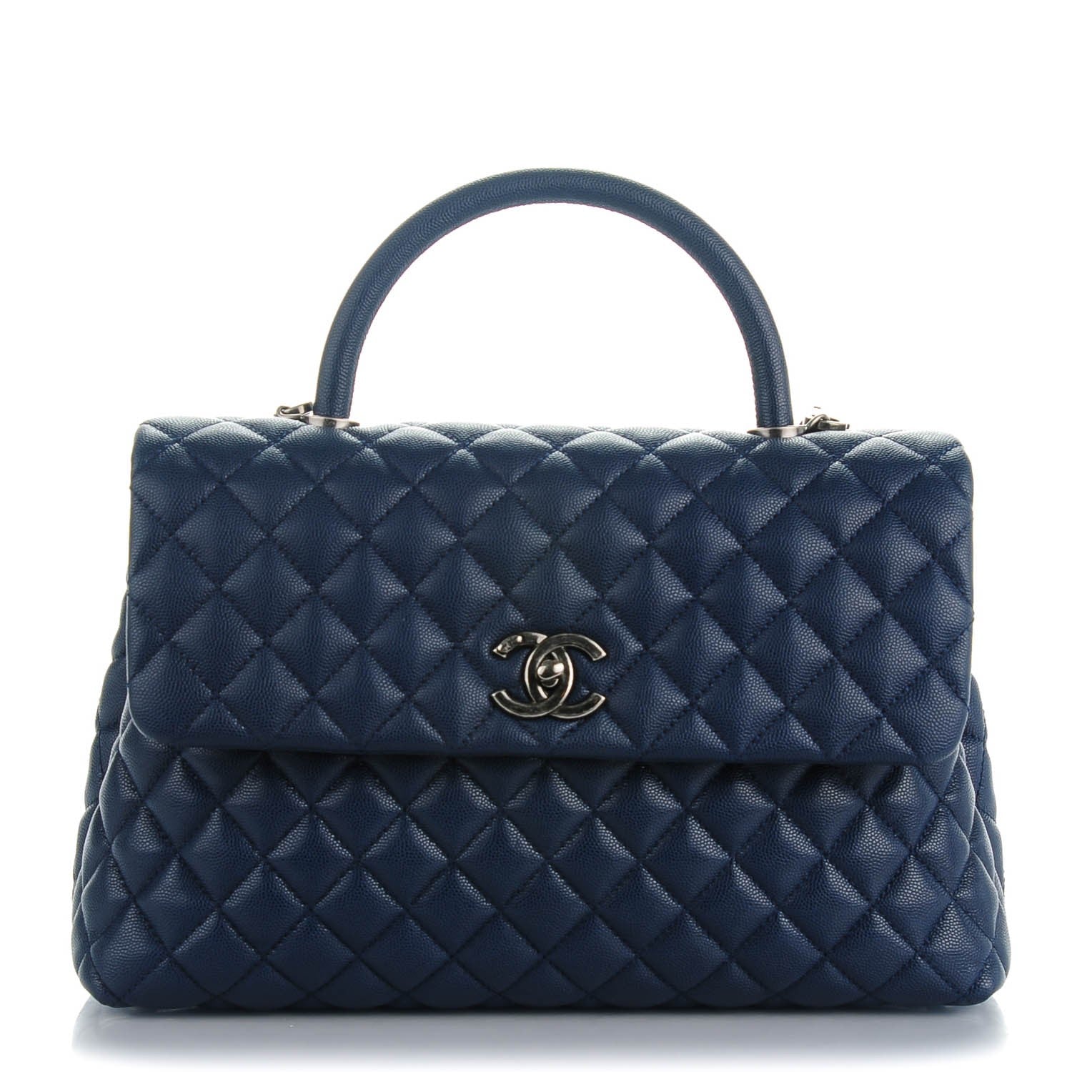 Chanel Caviar Quilted Medium Coco Handle Flap Navy 1 of 8