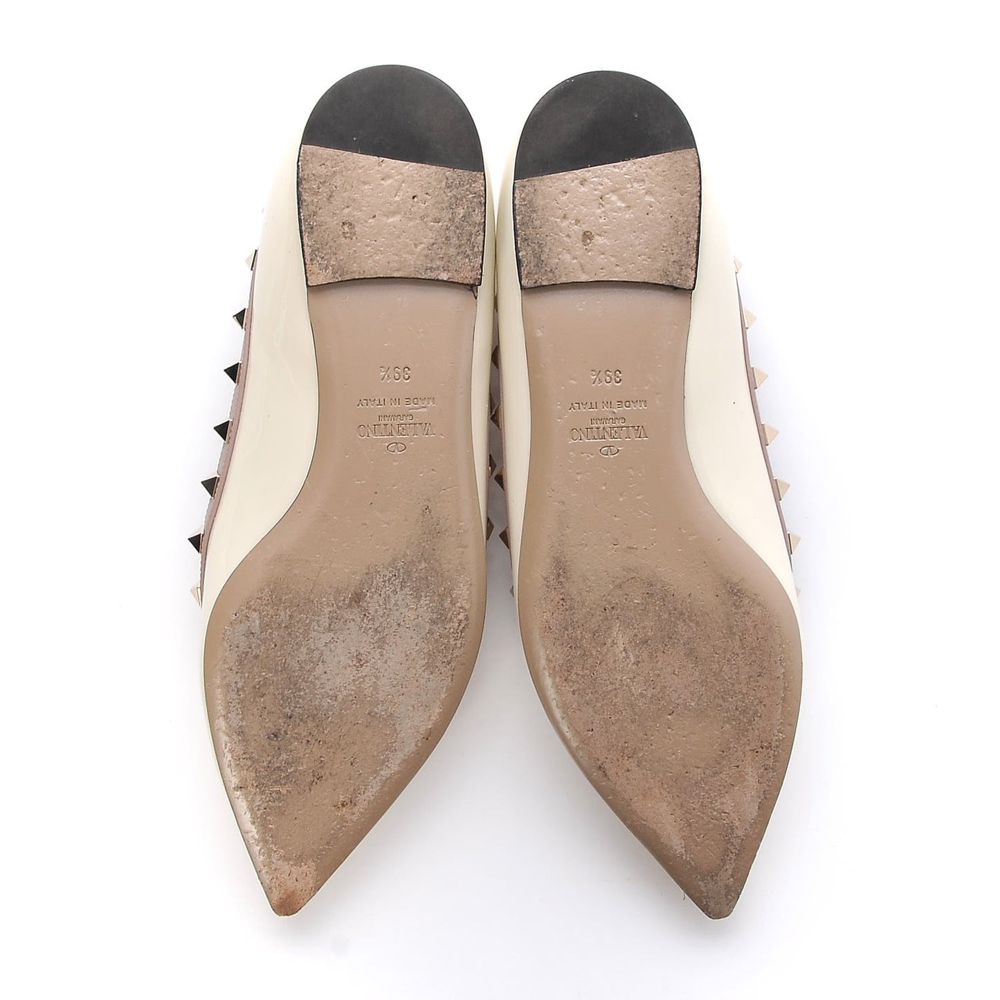 Patent Rockstud Ballerina Flats 39.5 Ivory Poudre