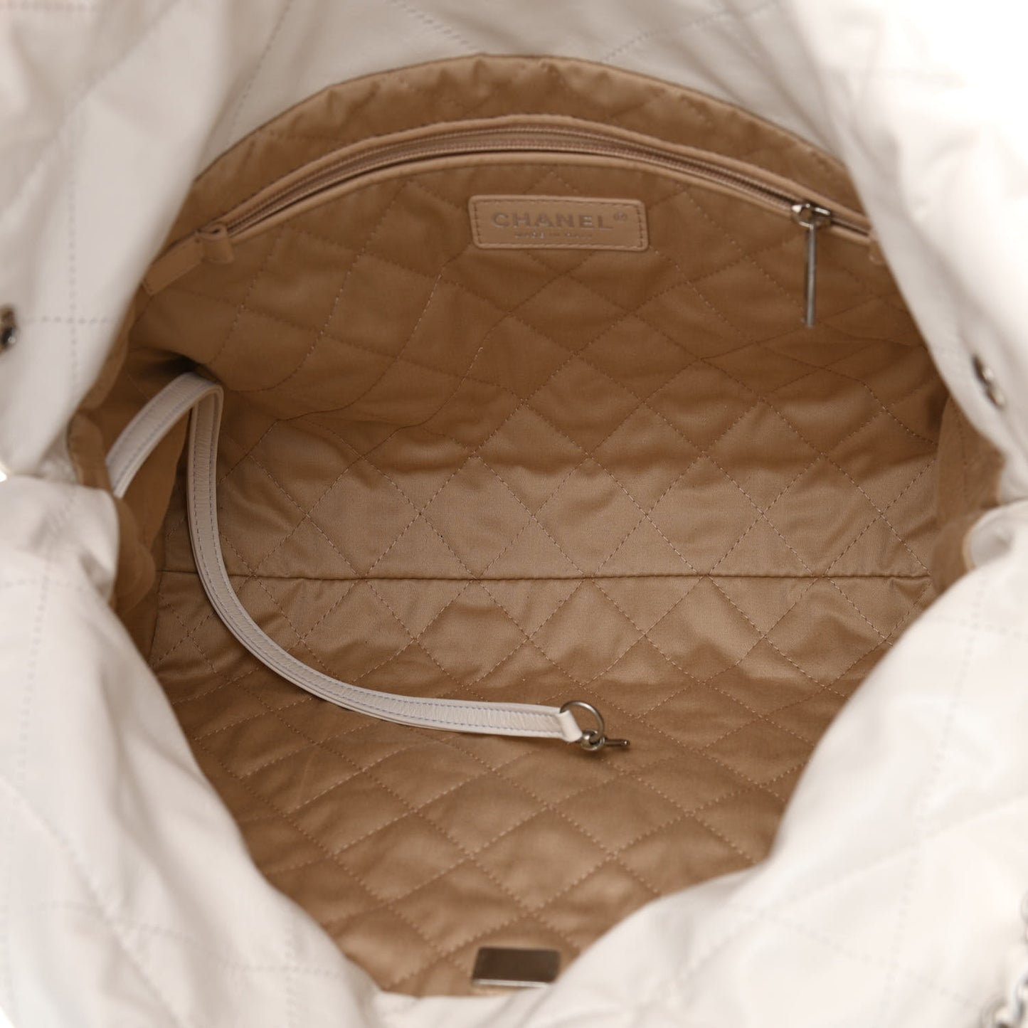 Shiny Calfskin Quilted Small Chanel 22 White