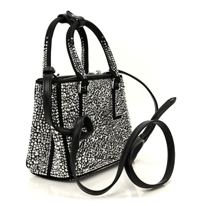 Prada Satin Crystal Mini Galleria Double Zip Tote Metal 3 of 10