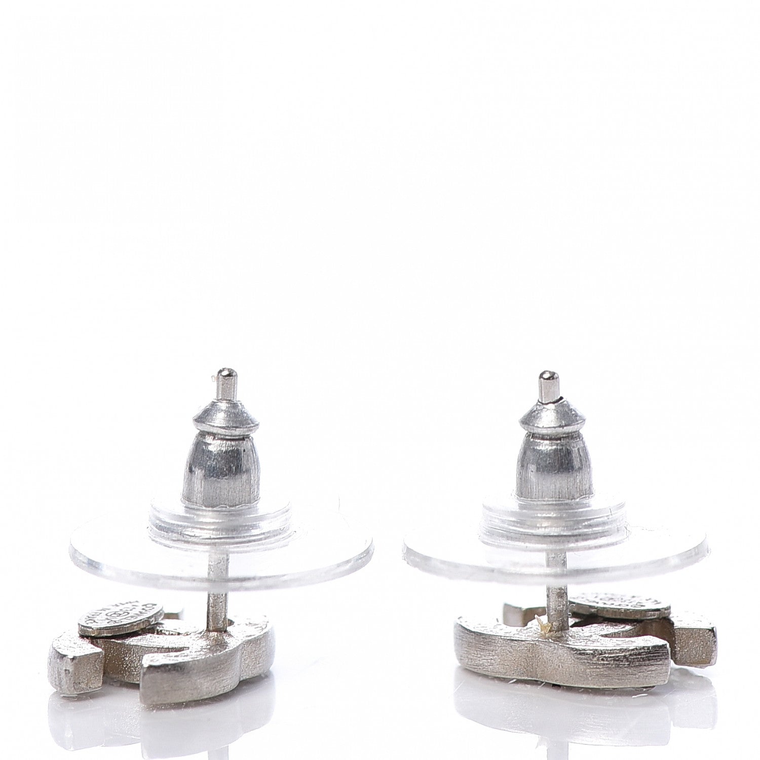 Chanel Crystal Mini Timeless CC Earrings Silver 3 of 5