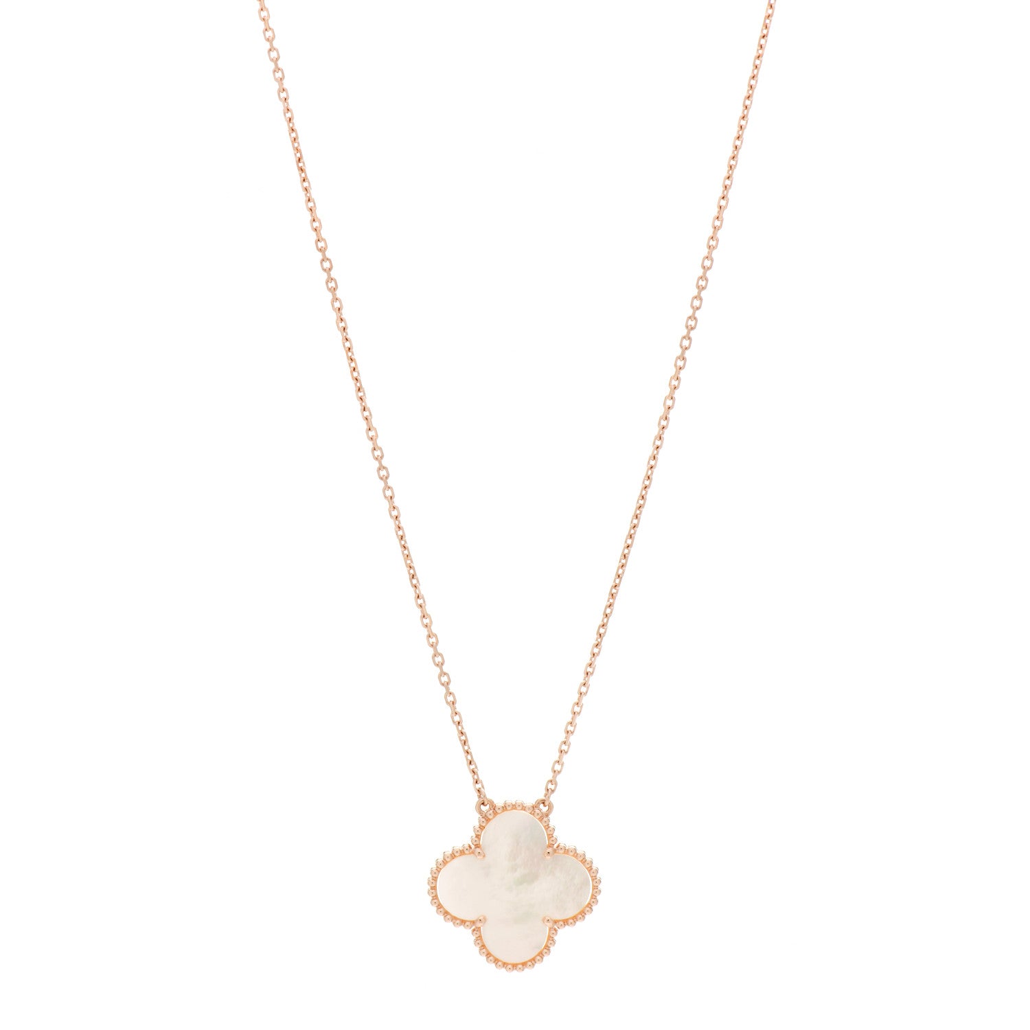Van Cleef & Arpels 18K Rose Gold Mother of Pearl "Edition Ginza" Magic Alhambra Pendant Necklace 1 of 5