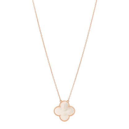 Van Cleef & Arpels 18K Rose Gold Mother of Pearl "Edition Ginza" Magic Alhambra Pendant Necklace 1 of 5