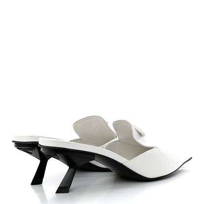 Prada Spazzolato Triangle Logo Pointed Toe 55mm Mules 38.5 White 4 of 17